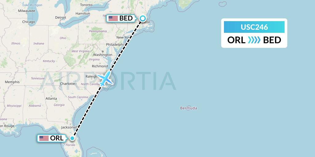 USC246 Airnet Express Flight Map: Orlando to Bedford