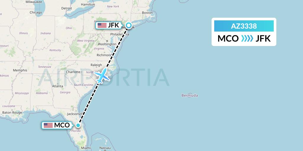 AZ3338 ITA Airways Flight Map: Orlando to New York