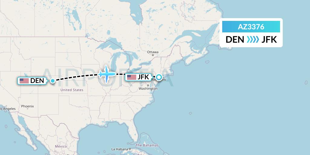 AZ3376 ITA Airways Flight Map: Denver to New York