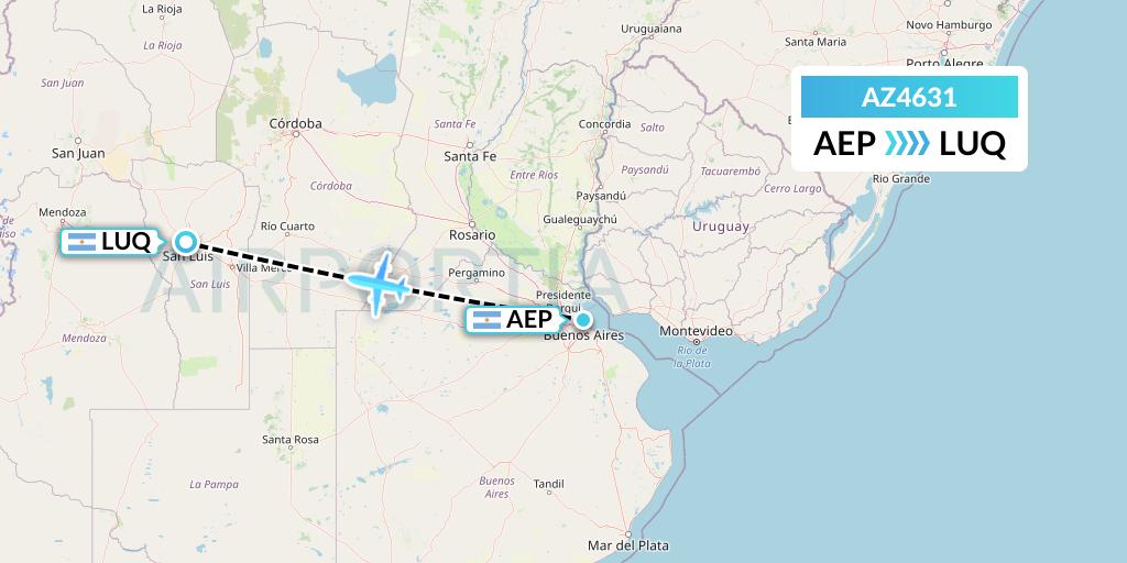 AZ4631 ITA Airways Flight Map: Buenos Aires to San Luis