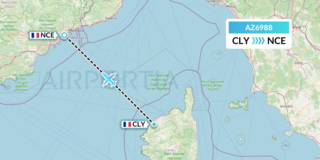 AZ6988 ITA Airways Flight Map: Calvi to Nice