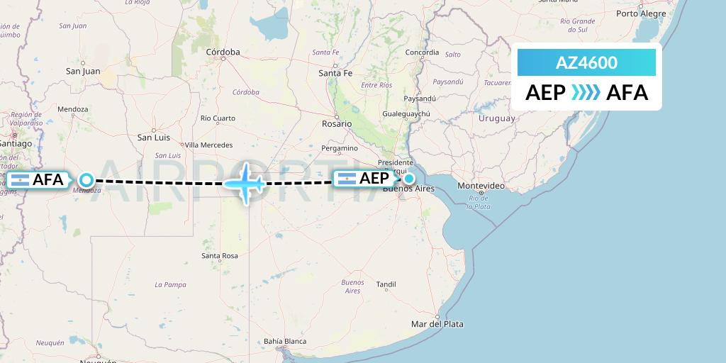 AZ4600 ITA Airways Flight Map: Buenos Aires to San Rafael