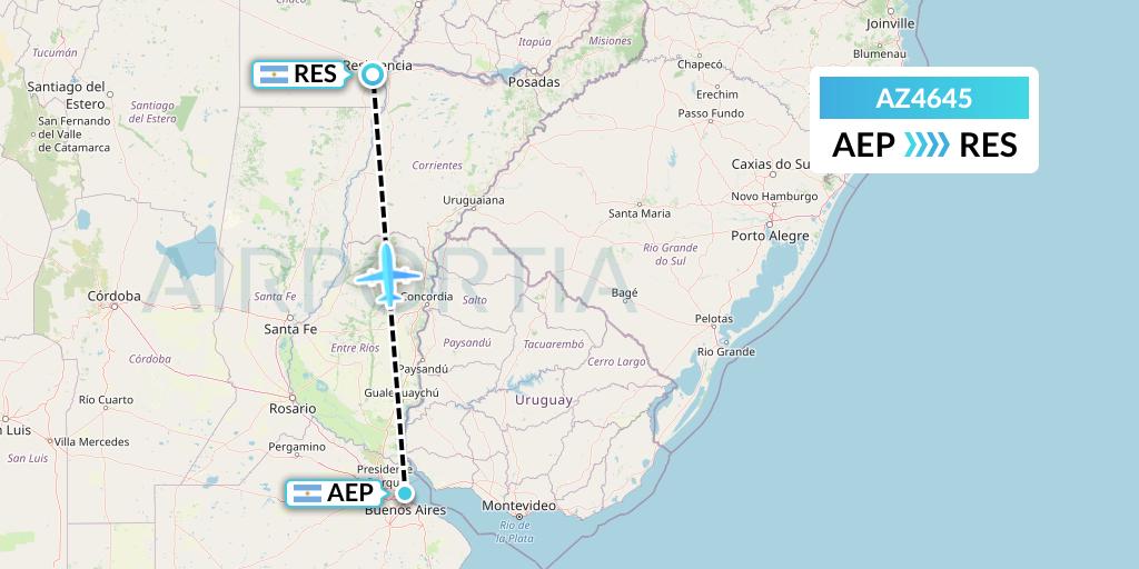 AZ4645 ITA Airways Flight Map: Buenos Aires to Resistencia