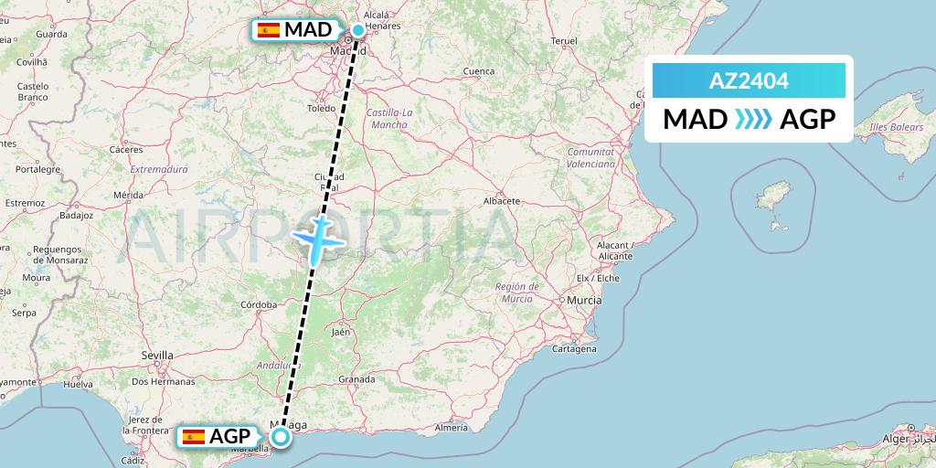 AZ2404 ITA Airways Flight Map: Madrid to Malaga