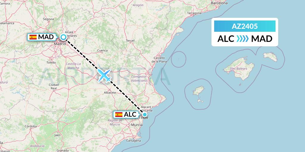 AZ2405 ITA Airways Flight Map: Alicante to Madrid