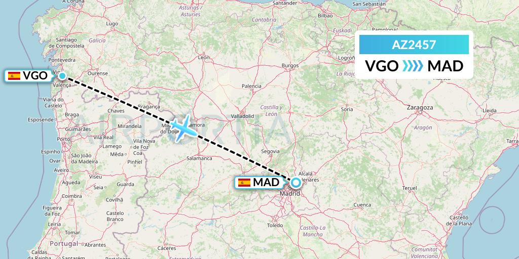 AZ2457 ITA Airways Flight Map: Vigo to Madrid