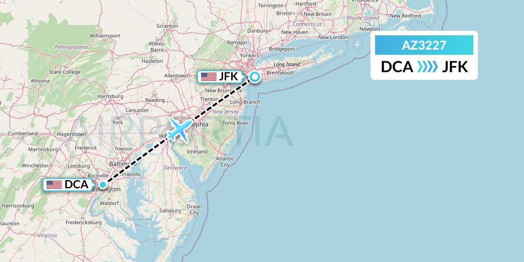 AZ3227 ITA Airways Flight Map: Washington to New York