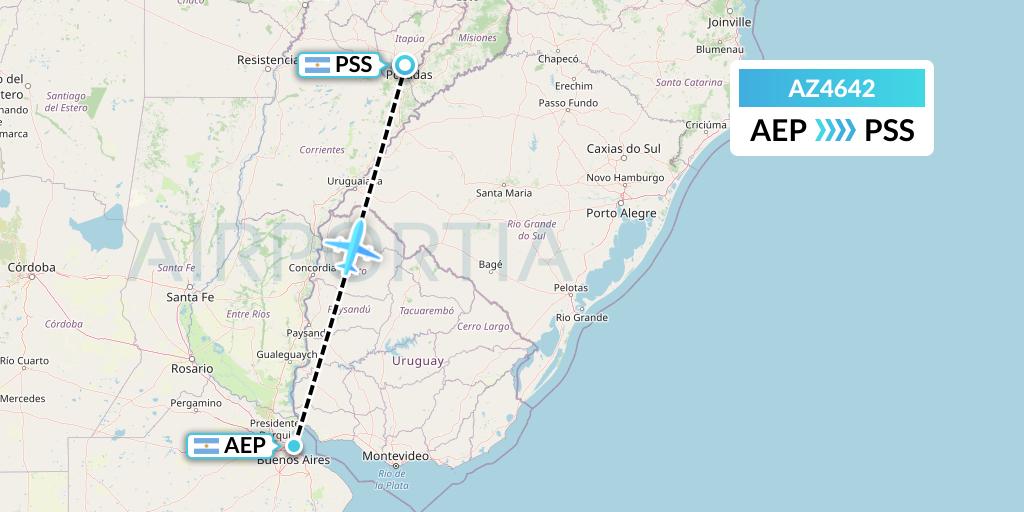 AZ4642 ITA Airways Flight Map: Buenos Aires to Posadas