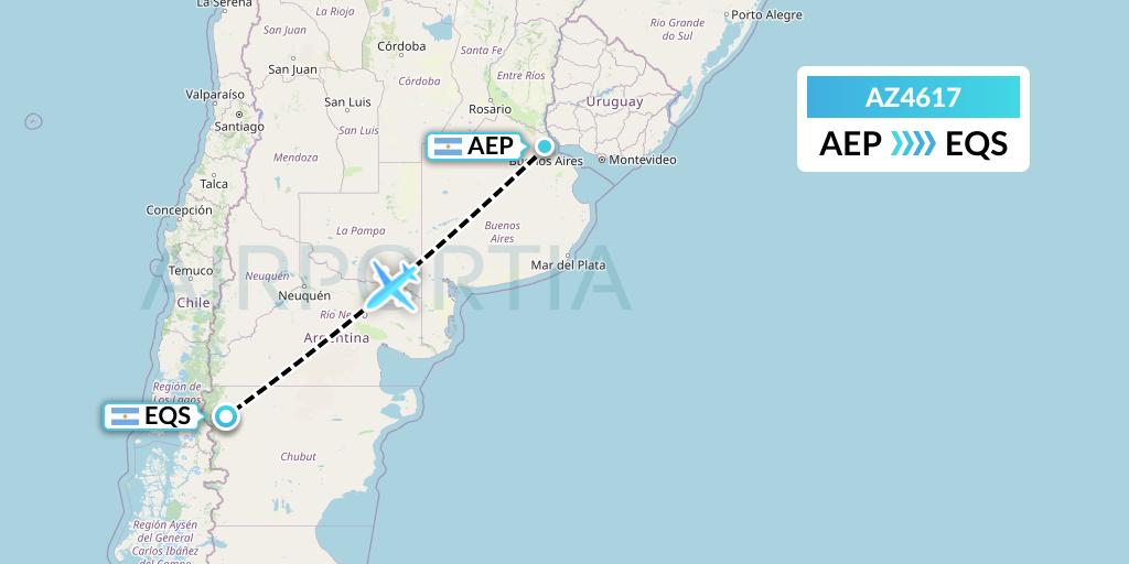 AZ4617 ITA Airways Flight Map: Buenos Aires to Esquel