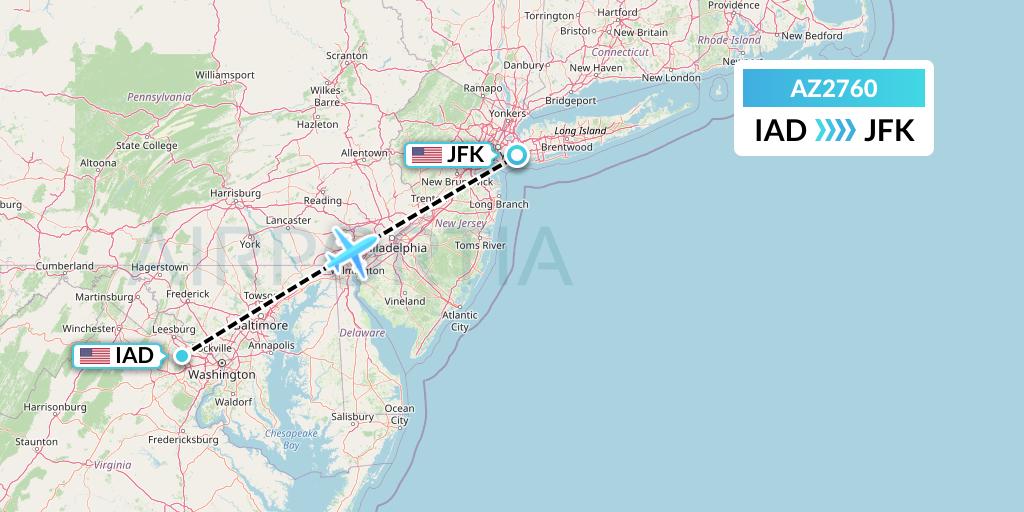 AZ2760 ITA Airways Flight Map: Washington to New York