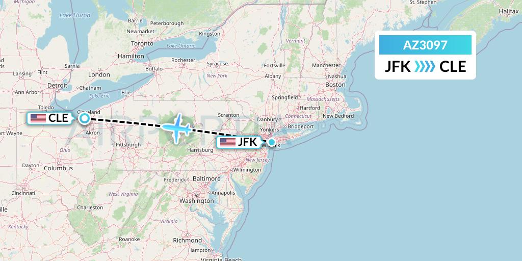 AZ3097 ITA Airways Flight Map: New York to Cleveland