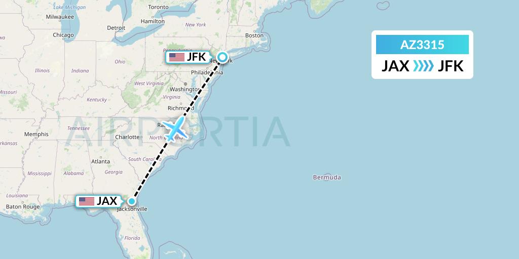 AZ3315 ITA Airways Flight Map: Jacksonville to New York