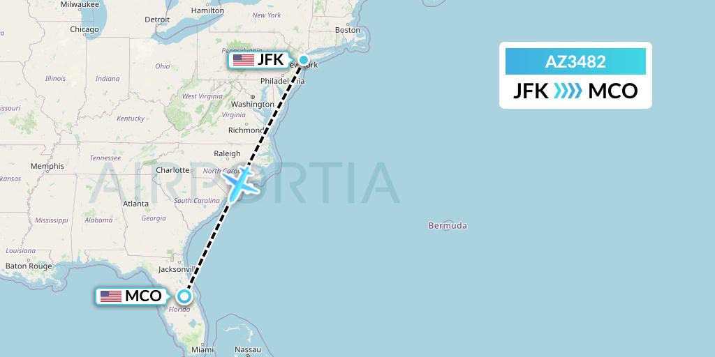 AZ3482 ITA Airways Flight Map: New York to Orlando