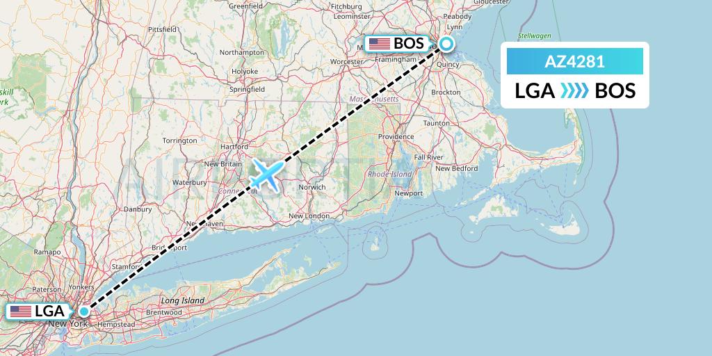 AZ4281 ITA Airways Flight Map: New York to Boston