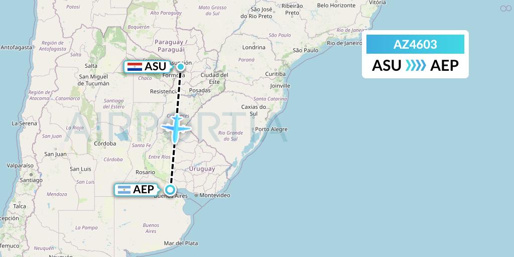 AZ4603 ITA Airways Flight Map: Asuncion to Buenos Aires