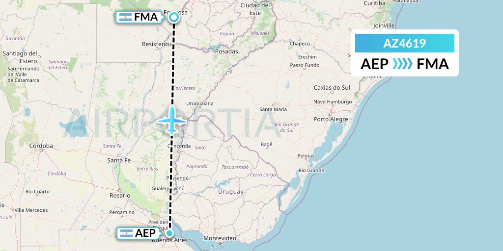 AZ4619 ITA Airways Flight Map: Buenos Aires to Formosa