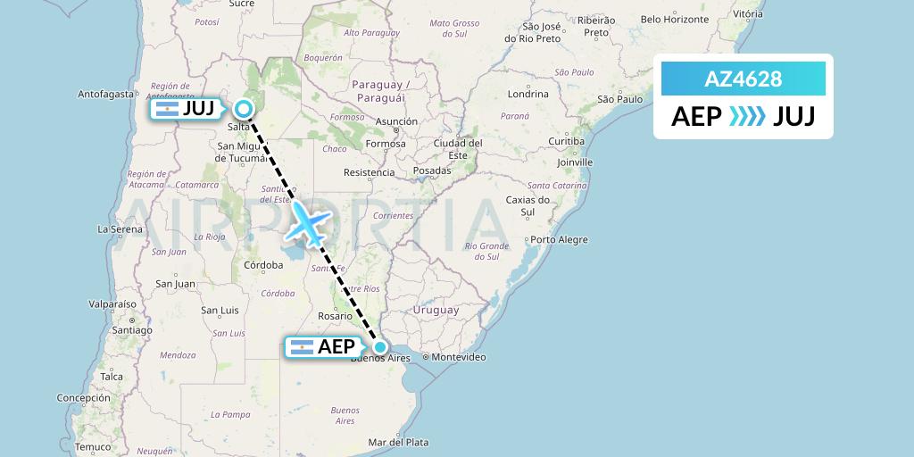 AZ4628 ITA Airways Flight Map: Buenos Aires to Jujuy