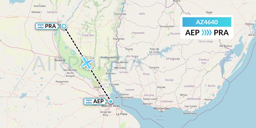 AZ4640 ITA Airways Flight Map: Buenos Aires to Parana