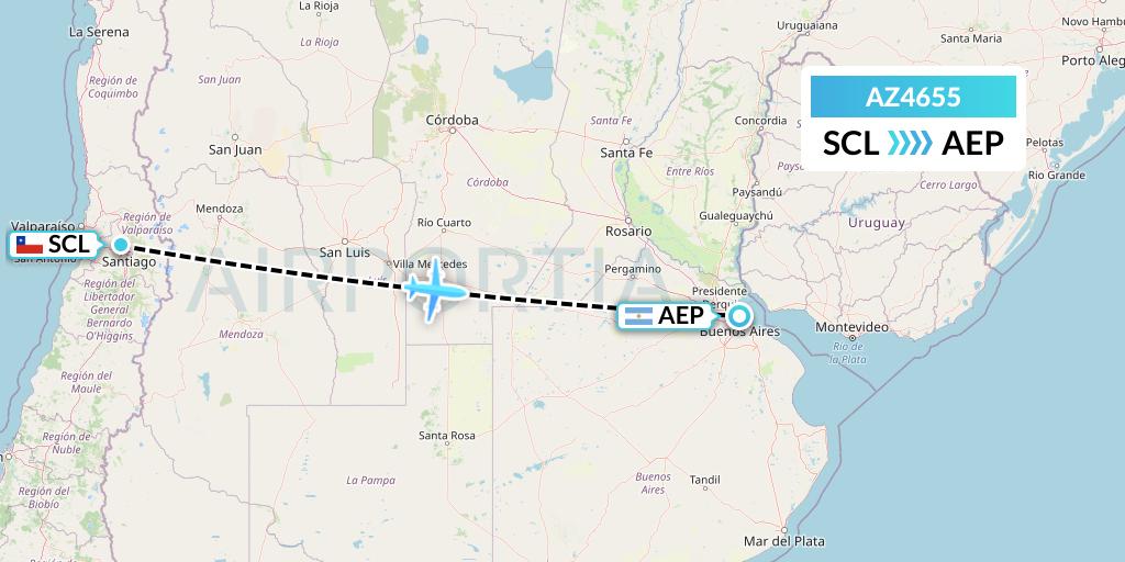 AZ4655 ITA Airways Flight Map: Santiago to Buenos Aires