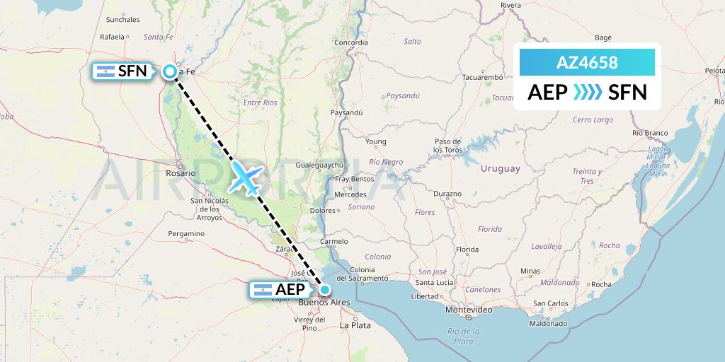 AZ4658 ITA Airways Flight Map: Buenos Aires to Santa Fe