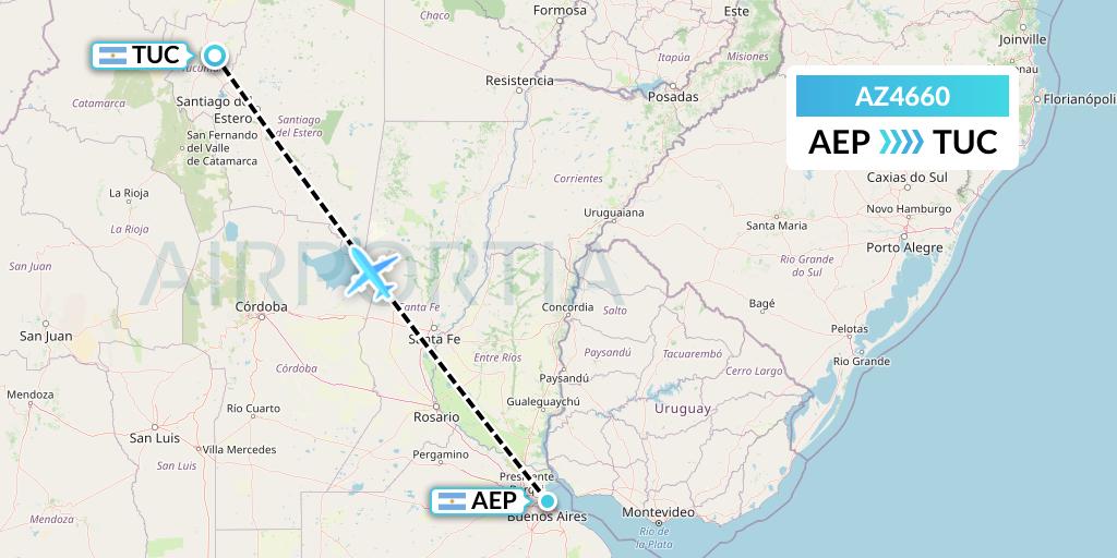 AZ4660 ITA Airways Flight Map: Buenos Aires to Tucuman