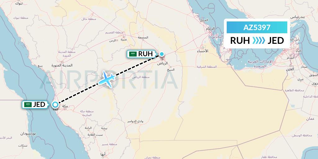 AZ5397 ITA Airways Flight Map: Riyadh to Jeddah