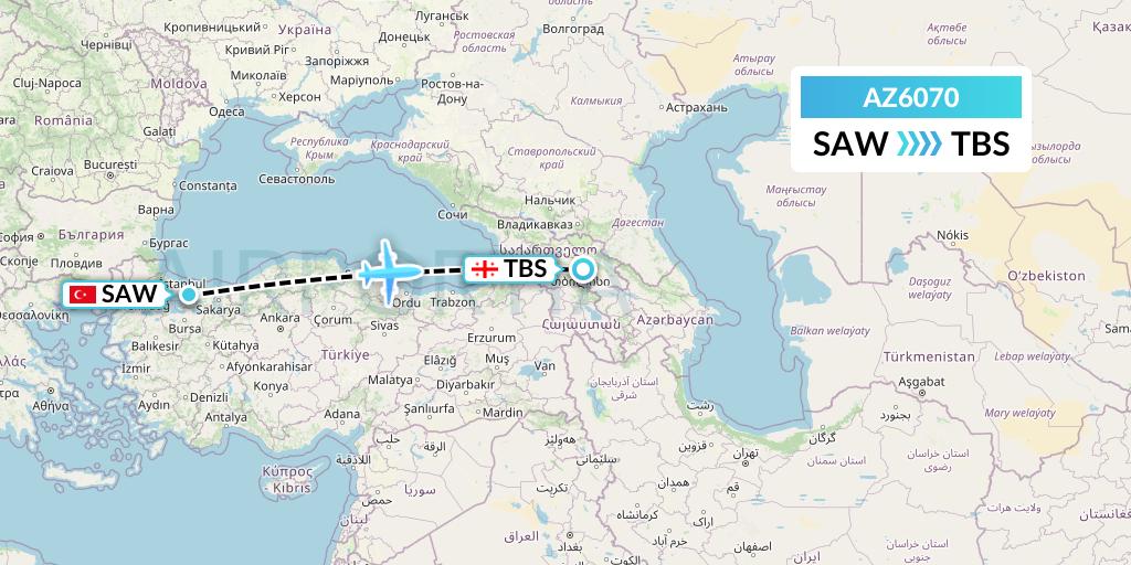 AZ6070 ITA Airways Flight Map: Istanbul to Tbilisi