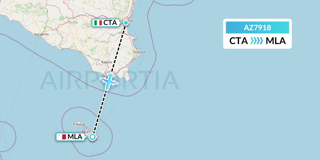 AZ7918 ITA Airways Flight Map: Catania to Malta