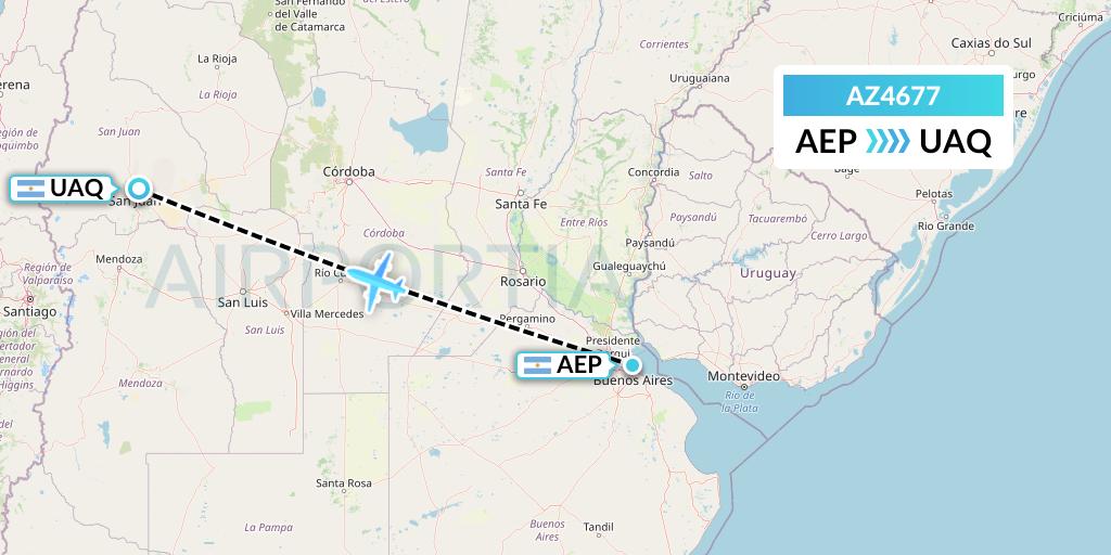 AZ4677 ITA Airways Flight Map: Buenos Aires to San Juan