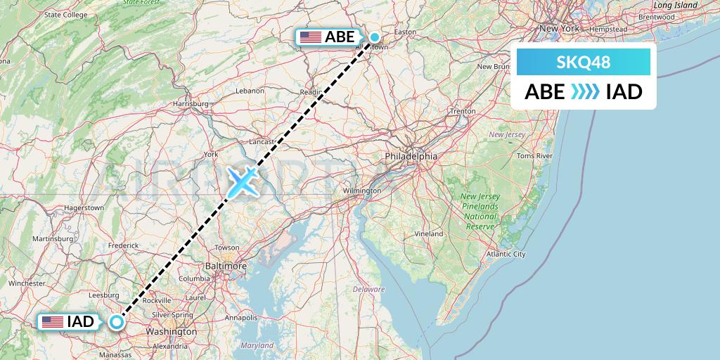 SKQ48 Labcorp Flight Map: Allentown to Washington