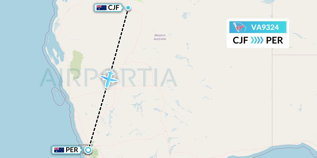 VA9324 Virgin Australia Flight Map: Coondewanna to Perth