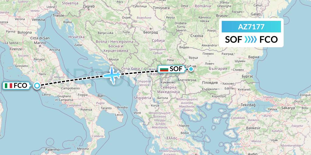 AZ7177 ITA Airways Flight Map: Sofia to Rome
