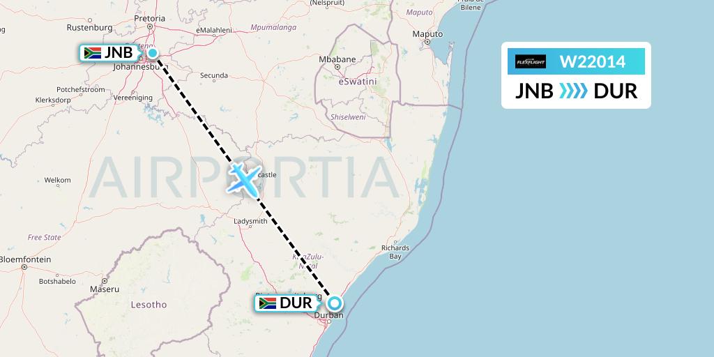 W22014 Flex Flight Flight Map: Johannesburg to Durban