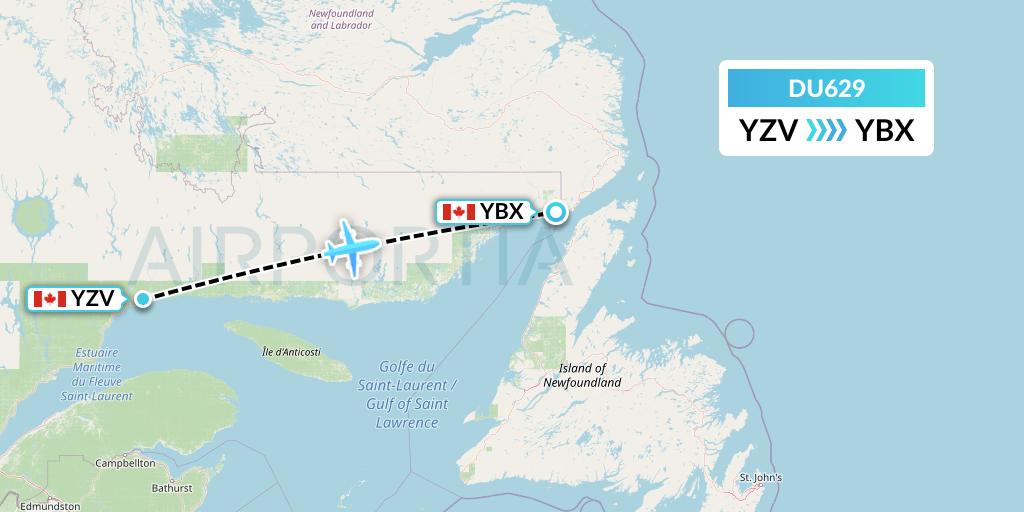 DU629 Sky Jet M.g. Inc Flight Map: Sept-Iles to Blanc-Sablon