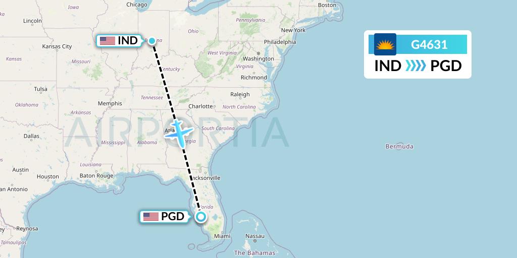 G4631 Allegiant Air Flight Map: Indianapolis to Punta Gorda