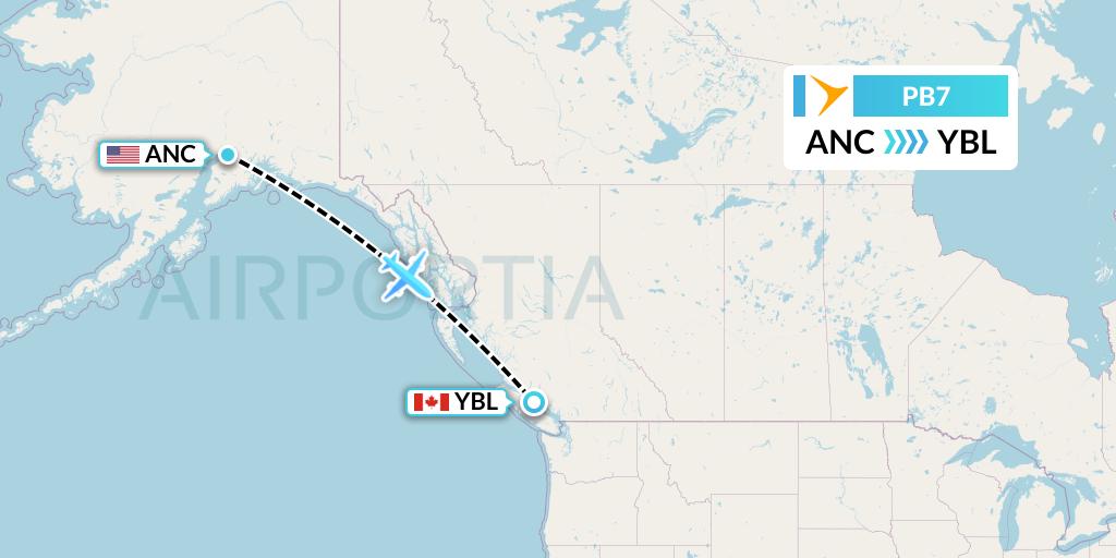 PB7 PAL Airlines Flight Map: Anchorage to Campbell River