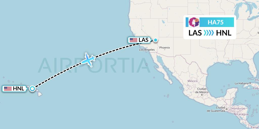 HA75 Hawaiian Airlines Flight Map: Las Vegas to Honolulu