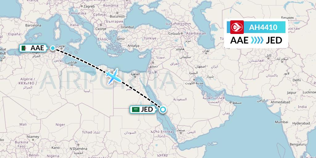 AH4410 Air Algerie Flight Map: Annaba to Jeddah