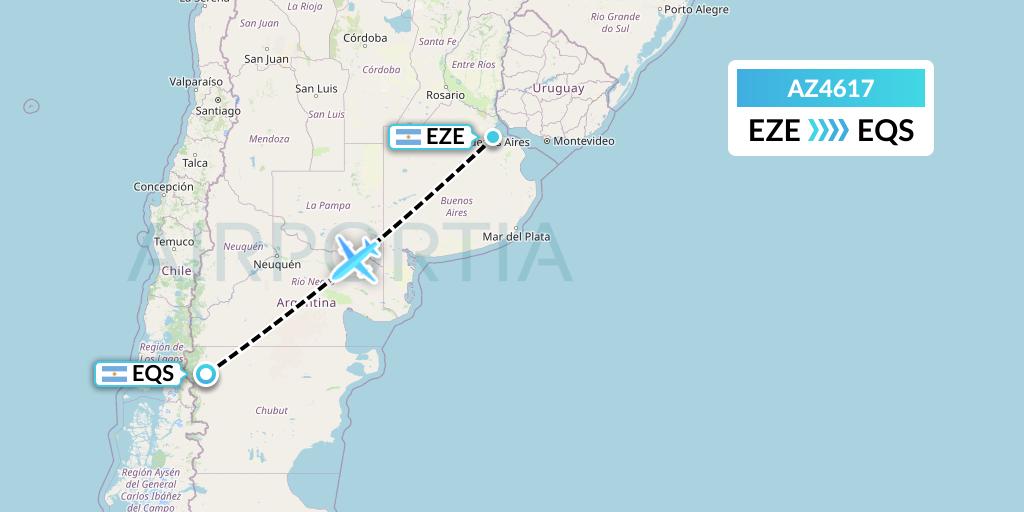 AZ4617 ITA Airways Flight Map: Buenos Aires to Esquel