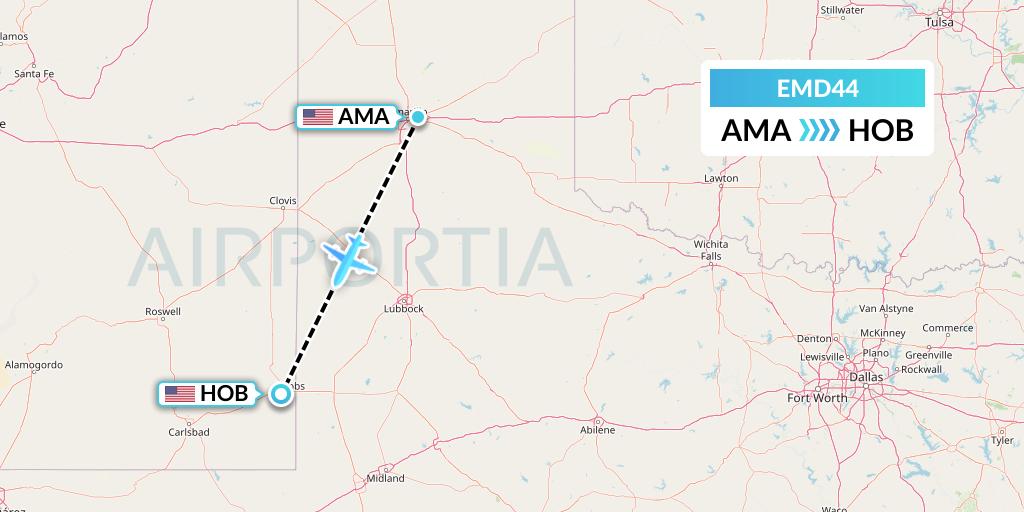 EMD44 Eaglemed Flight Map: Amarillo to Hobbs