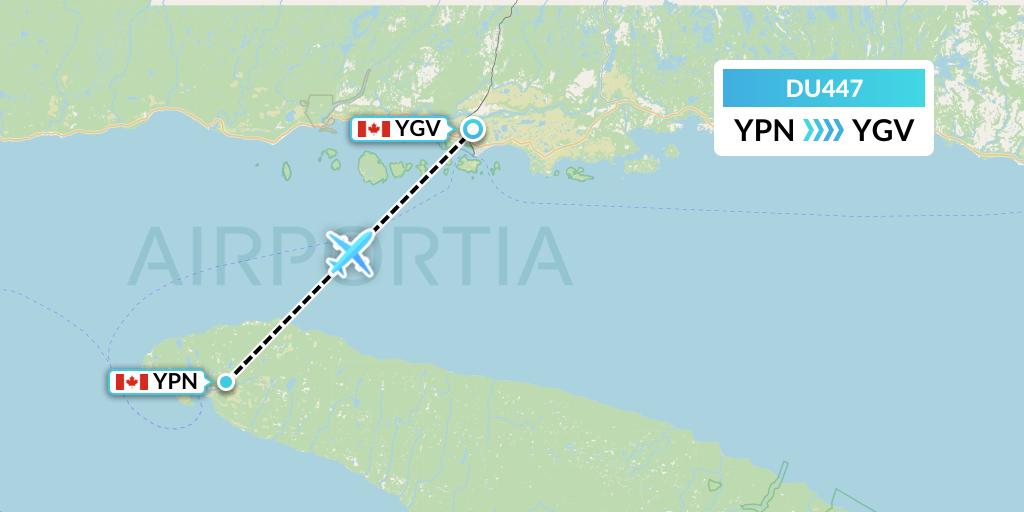 DU447 Sky Jet M.g. Inc Flight Map: Port-Menier to Havre-Saint-Pierre