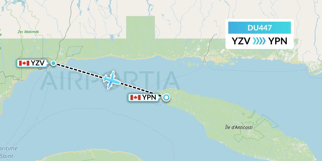 DU447 Sky Jet M.g. Inc Flight Map: Sept-Iles to Port-Menier