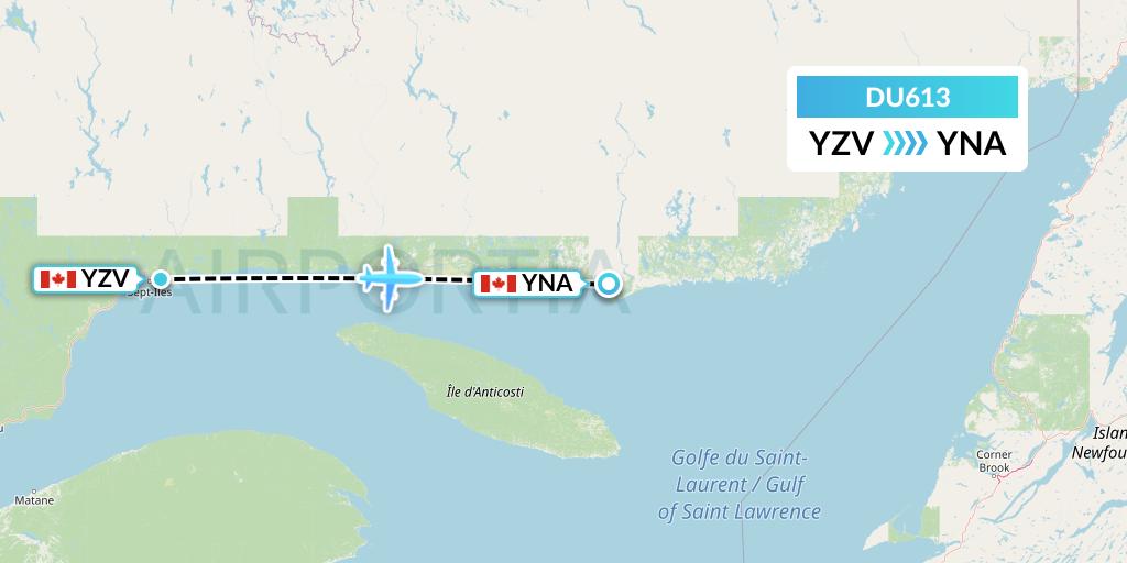 DU613 Sky Jet M.g. Inc Flight Map: Sept-Iles to Natashquan