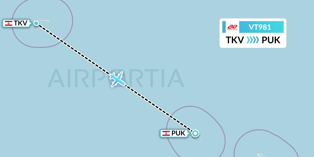 VT981 Air Tahiti Flight Map: Tatakoto to Pukarua