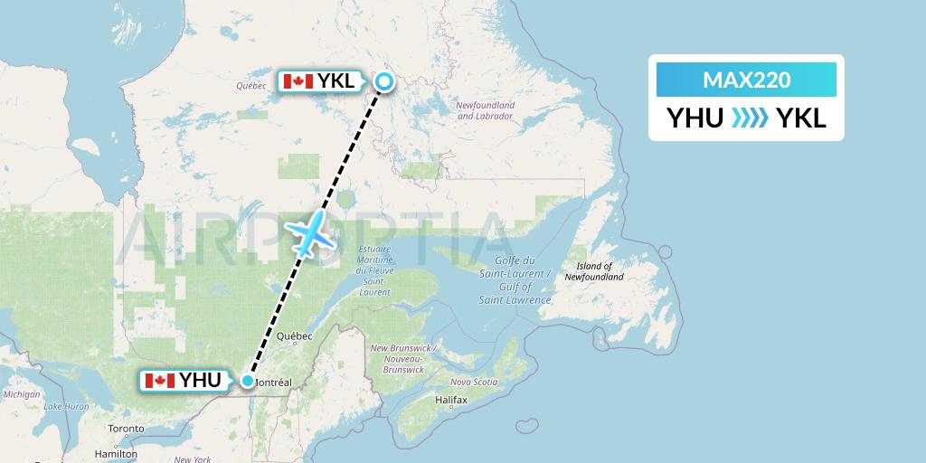 MAX220 Max Aviation Flight Map: Montreal to Schefferville