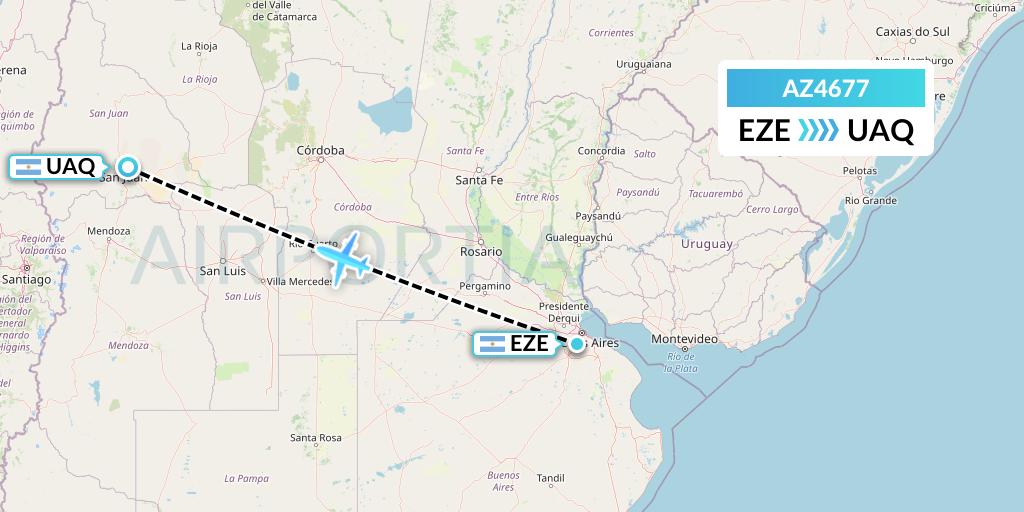 AZ4677 ITA Airways Flight Map: Buenos Aires to San Juan