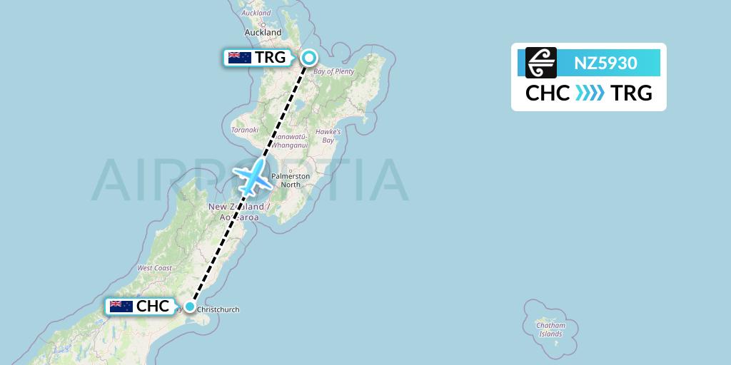 NZ5930 Air New Zealand Flight Map: Christchurch to Tauranga