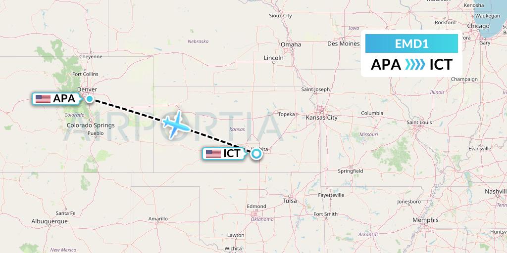 EMD1 Eaglemed Flight Map: Denver to Wichita