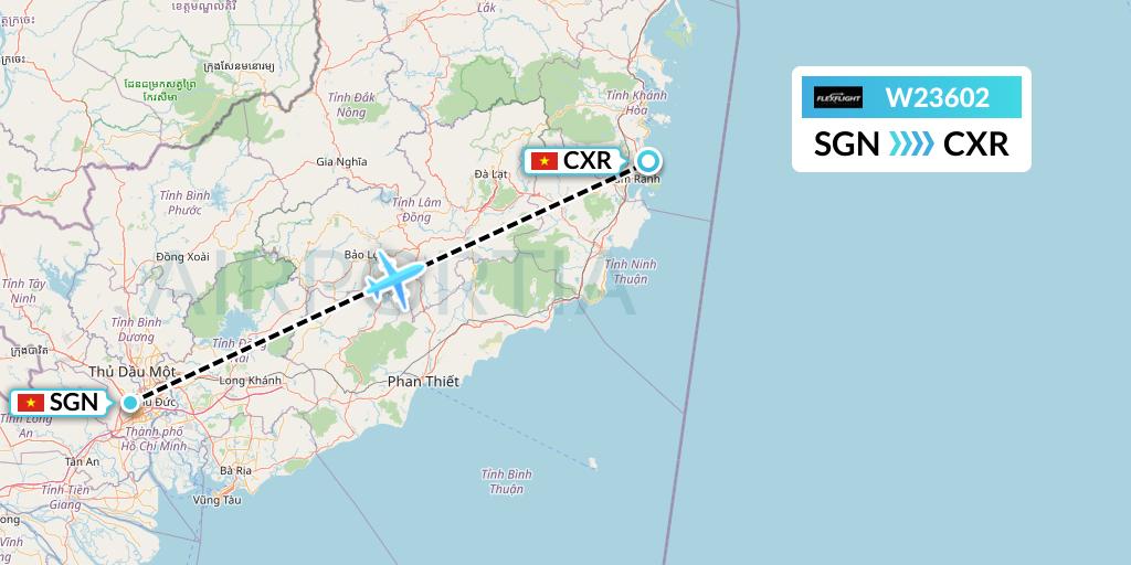 W23602 Flex Flight Flight Map: Ho Chi Minh City to Nha Trang