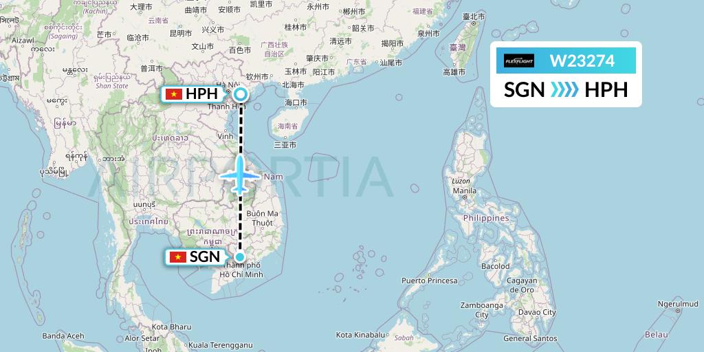 W23274 Flex Flight Flight Map: Ho Chi Minh City to Haiphong